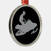 Silver Gray Snowmobiler Metalen Ornament (Rechts)