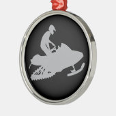 Silver Gray Snowmobiler Metalen Ornament (Links)