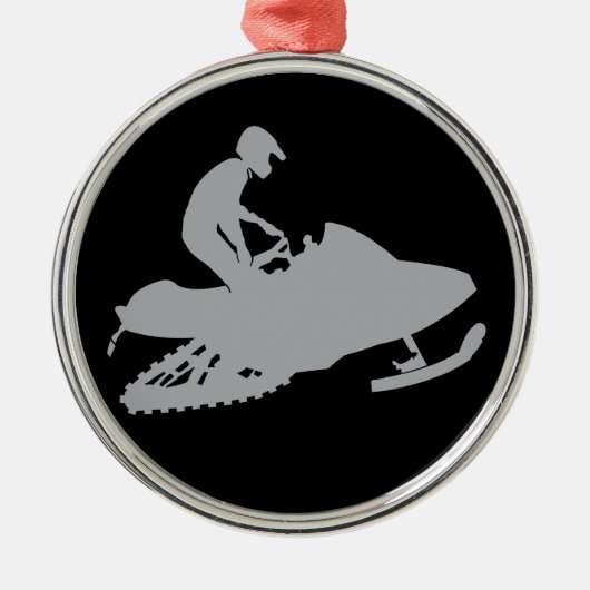 Silver Gray Snowmobiler Metalen Ornament (Voorkant)