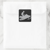 Silver Gray Snowmobiler Vierkante Sticker (Tas)