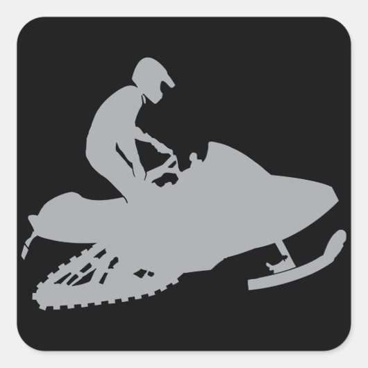 Silver Gray Snowmobiler Vierkante Sticker (Voorkant)