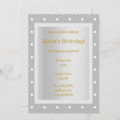 Silver Gray stripe spot elegant party uitnodiginge Kaart (Voorkant / Achterkant)