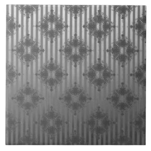 Silver Gray Striped Hollywood Regency Pattern Tegeltje
