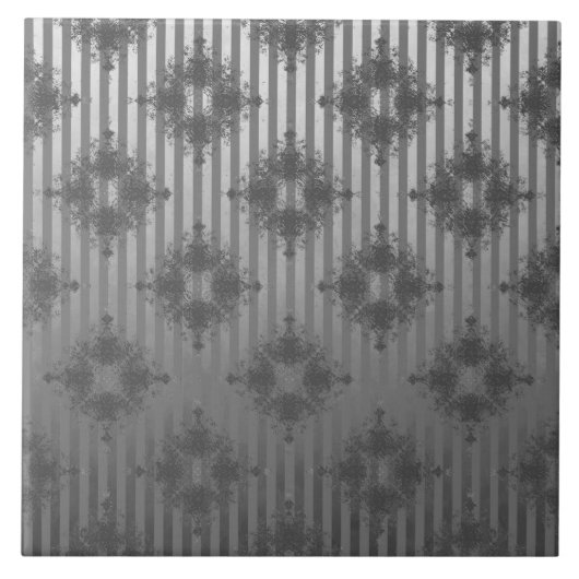 Silver Gray Striped Hollywood Regency Pattern Tegeltje (Voorkant)