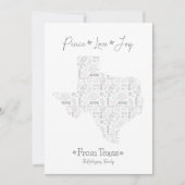 Silver Gray Texas Line Art Patterned Holiday Card Feestdagenkaart (Voorkant)