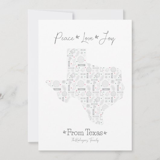 Silver Gray Texas Line Art Patterned Holiday Card Feestdagenkaart (Voorkant)