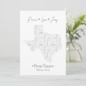 Silver Gray Texas Line Art Patterned Holiday Card Feestdagenkaart (Staand voorkant)