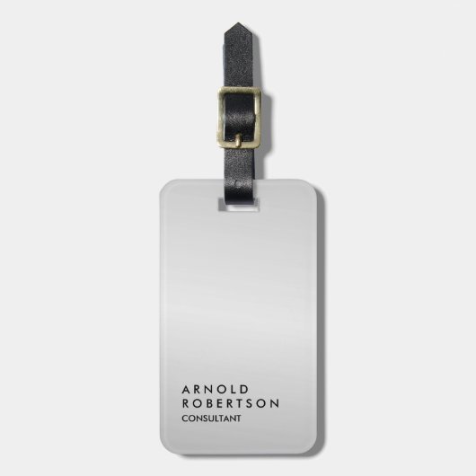 Silver Gray Trendy Modern Minimalist Bagagelabel (Voorkant verticaal)