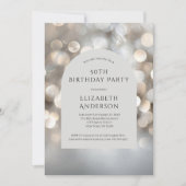 Silver Gray Watercolor Bokeh Arch 50th Birthday Kaart (Voorkant)