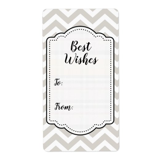 Silver Gray & White Chevron Wedding Sticker Label (Voorkant)