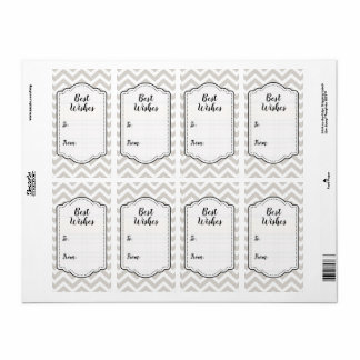 Silver Gray & White Chevron Wedding Sticker Label