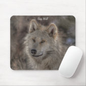 Silver Gray Wolf Wildlife Art Portret Muismat (Met muis)