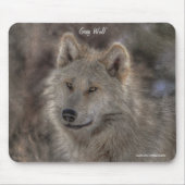 Silver Gray Wolf Wildlife Art Portret Muismat (Voorkant)
