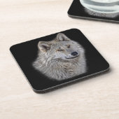 Silver Gray Wolf Wildlife Portret Drankjes Onderzetter (Linkerzijde)