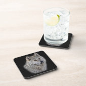 Silver Gray Wolf Wildlife Portret Drankjes Onderzetter (Rechterzijde)