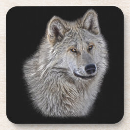 Silver Gray Wolf Wildlife Portret Drankjes Onderzetter