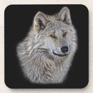 Silver Gray Wolf Wildlife Portret Drankjes Onderzetter