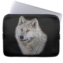 Silver Gray Wolf Wildlife Portret Laptop Sleeve