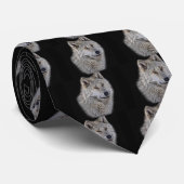 Silver Gray Wolf Wildlife Portret Stropdas (Opgerold)