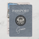 Silver Greece Passport Save the Date Kaart (Voorkant / Achterkant)