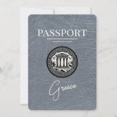 Silver Greece Passport Save the Date Kaart (Voorkant)