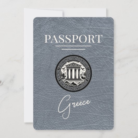 Silver Greece Passport Save the Date Kaart (Voorkant)