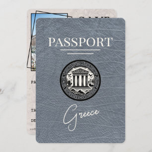Silver Greece Passport Save the Date Kaart