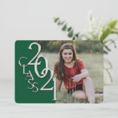 Silver Green 2021 Photo Afstuderen Invitation Kaart (Staand voorkant)