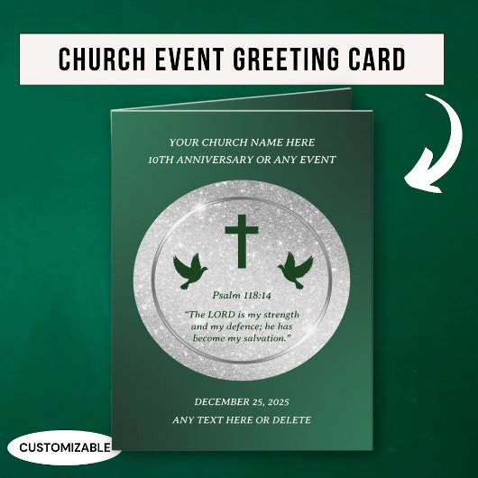 Silver Green Appreciation Church Jubileum Kaart
