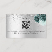 Silver green bruiloft website RSVP QR code Informatiekaartje (Achterkant)