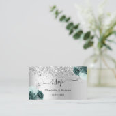 Silver green bruiloft website RSVP QR code Informatiekaartje (Staand voorkant)