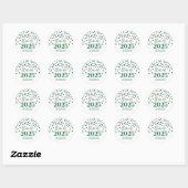 Silver Green Confetti Afstuderen 2025 Ronde Sticker (Vel)