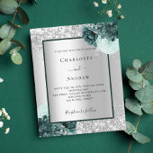 Silver green floral bruiloft-uitnodiging