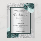 Silver green floral bruiloft-uitnodiging (Voorkant)
