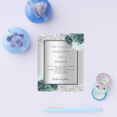 Silver green floral budget bruiloft-uitnodiging flyer (Enkel)