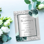 Silver green floral budget bruiloft-uitnodiging flyer