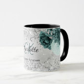 Silver green florals elegant monogram name mok (Voorkant rechts)