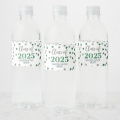 Silver Green Glitter Klasse van 2025 Afstuderen Waterfles Etiket (Flessen)
