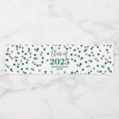 Silver Green Glitter Klasse van 2025 Afstuderen Waterfles Etiket (Enkel label)