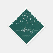 Silver Green Hexagon Confetti Cheers Custom Party Servet (Hoek)