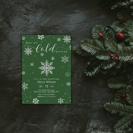 Silver Green Magical Winter Snowflake Baby Shower  Kaart