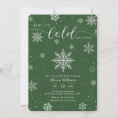 Silver Green Magical Winter Snowflake Baby Shower  Kaart (Voorkant)