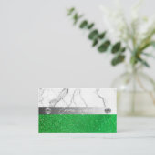 Silver Green Marble Diamond Coach Visitekaartje (Staand voorkant)