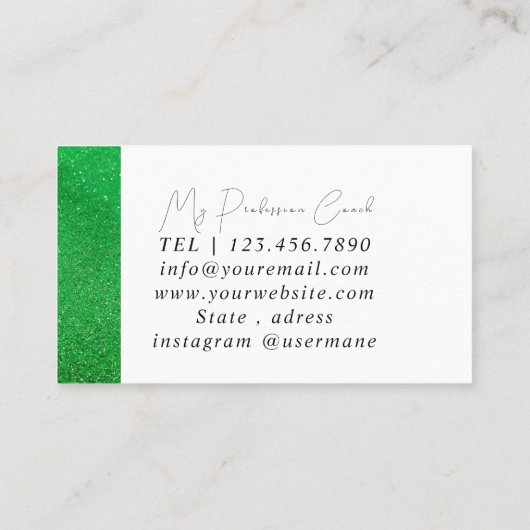 Silver Green Marble Diamond Coach Visitekaartje (Achterkant)