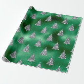 Silver Green Metallic kerstboomfeestdag Cadeaupapier (Uitgerold)