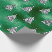 Silver Green Metallic kerstboomfeestdag Cadeaupapier (Hoek)
