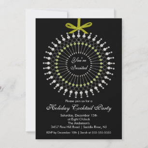 Silver & Green Ornament Cocktail-kerstfeest Kaart
