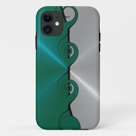 Silver Green Stainless Metallic Swirlpatroon Case-Mate iPhone Case (Achterkant)