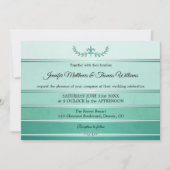 Silver Green Striped Ton sur Ton Wedding Kaart (Voorkant)