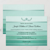 Silver Green Striped Ton sur Ton Wedding Kaart (Voorkant / Achterkant)